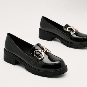 Nasty Gal Chunky Patent Faux Leather Buckle Loafer